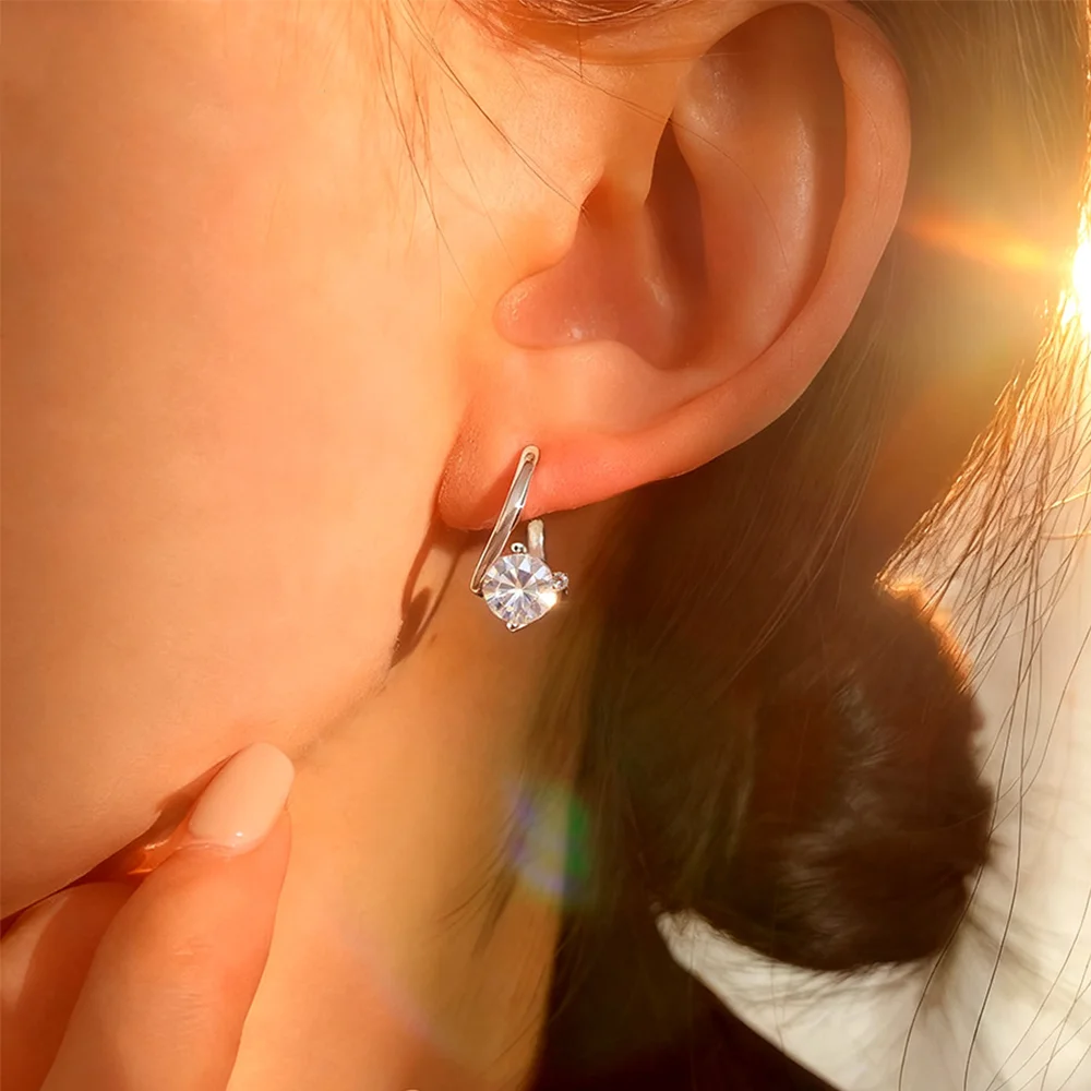 OEVAS 5/6.5mm Real Moissanite Hoop Earrings For Women S925 Sterling Silver D Color Lab Diamond Drop Fine Jewelry GRA Certified