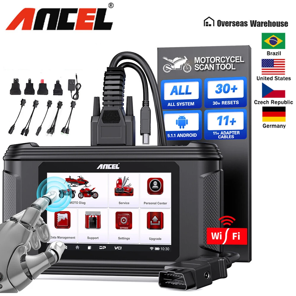 2024 NEWEST! ANCEL MT500 ATV UTV Motorcycle Full System Fault Code Reader Scanner OBD2 Diagnostic Tool for BMW HONDA YAMAHA