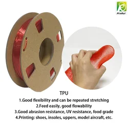 PINRUI-filamento Flexible de TPU para impresión 3D, 250g, 1,75mm, 95A