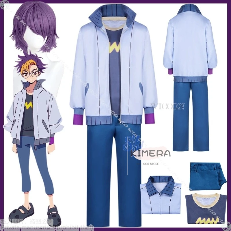 

Halloween Costume Woman Tomoro Tenma Cosplay New Punk Purple Light Blue Coat Pants Y2K disfraz adulto Anime Clothing