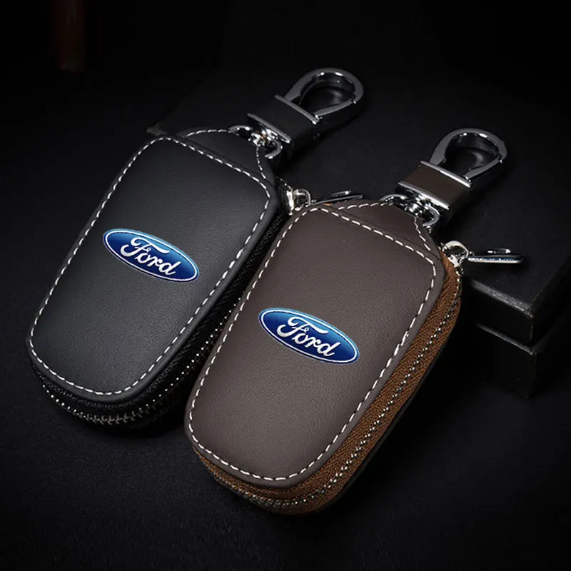 Car Key Holder Pouch Wallet Housekeeper Key Case Mini Card Bag For Ford Mustang Kuga F-150 Raptor ST line Escape Flex Transit