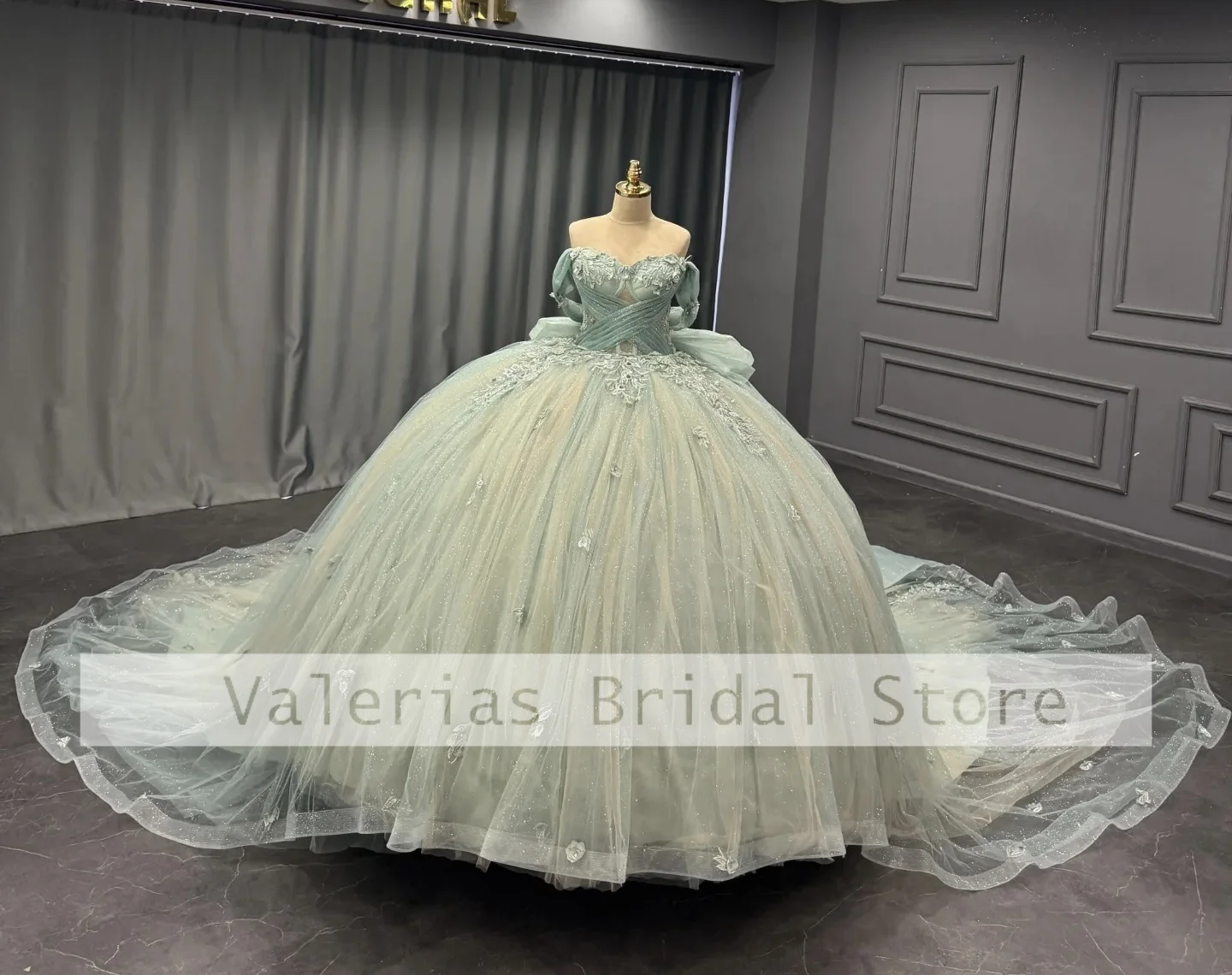 

Зеленые блестящие платья Quinceanera, корсет с бусинами, Vestido 15, платье Quinceanera с аппликацией, платье для дня рождения по индивидуальному заказу