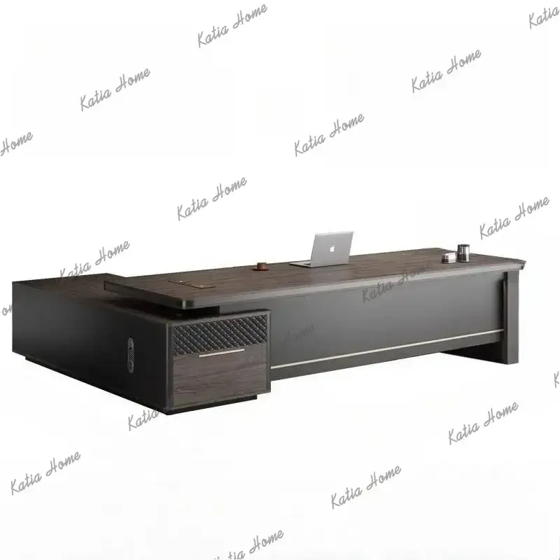 PG Nordic Style Office Desks Designer Aesthetic Corner Drawers Office Desks Black Modern Luxury Schreibtisch Work Station Table