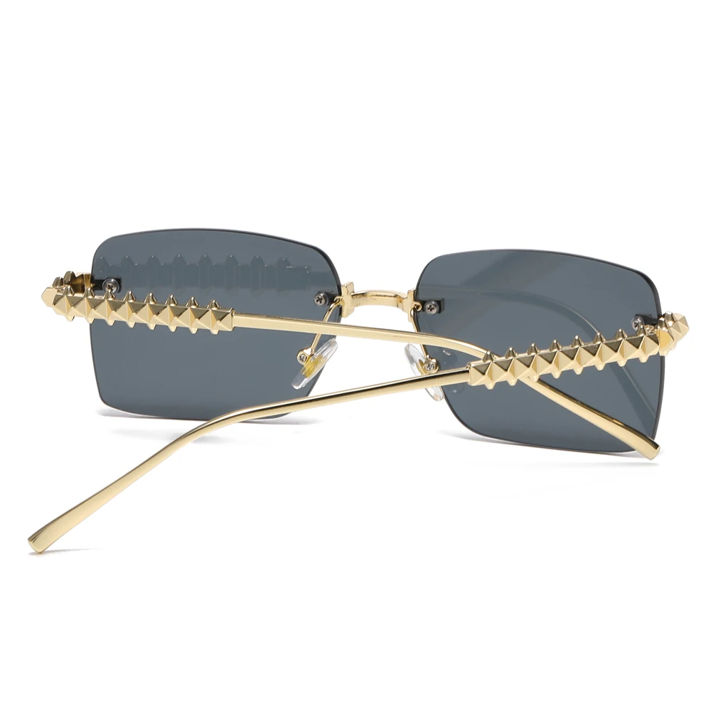 نظارات شمسية مربعة بدون إطار من Kachawoo للرجال باللون الرمادي والبني UV400 نظارات شمسية عصرية بدون إطار للنساء للجنسين لتزيين الحفلات #4