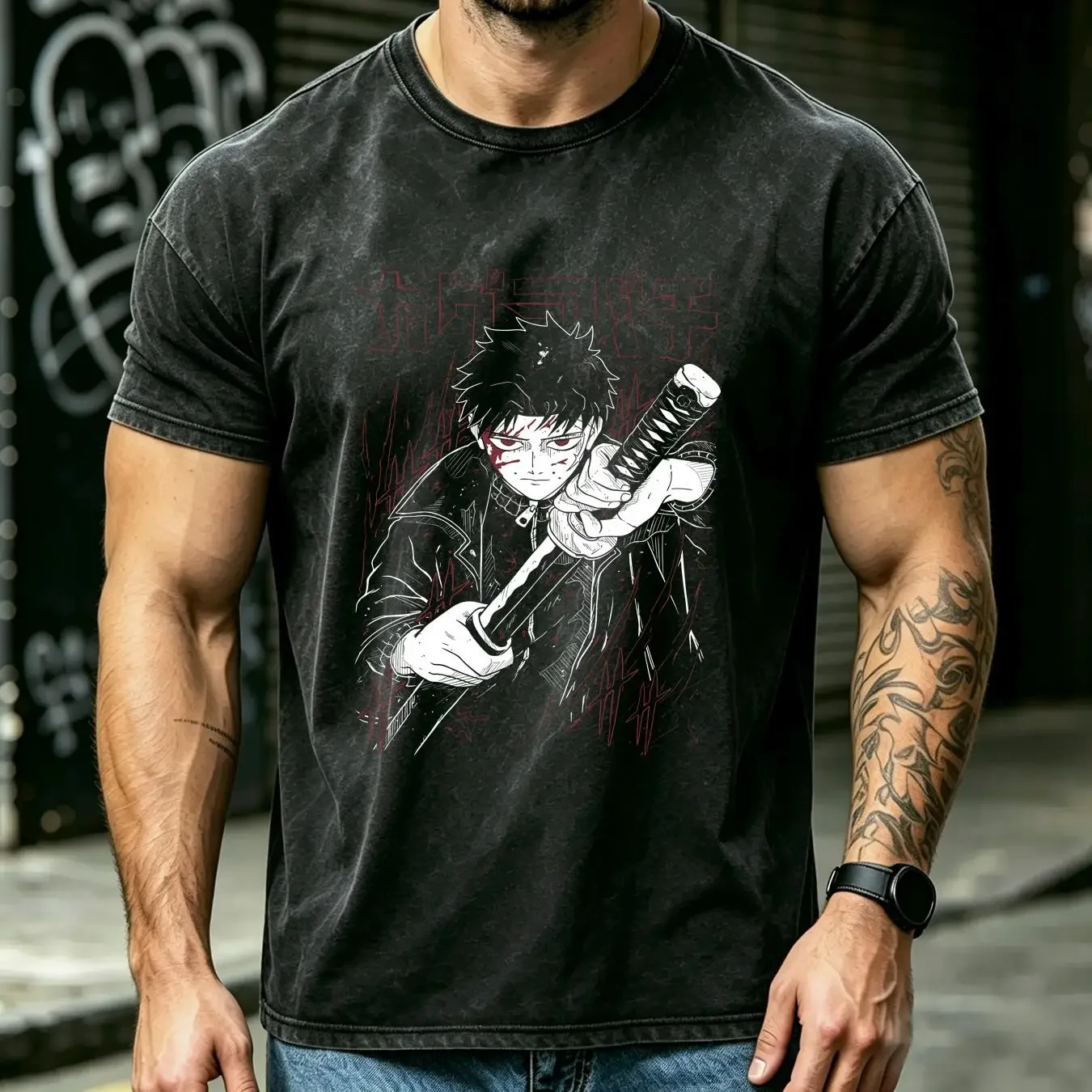 washed T Shirt Kagura Bachi Megumi Itadori jjk Sukuna Horror Black GifT All Size vintage Washed Soft Top For Everyday Wear