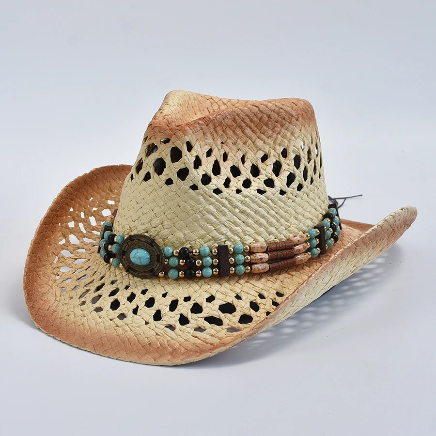 

New Natural Straw Hat Fashion Hollowed Western Cowboy Hat for Women Men Summer Beach Sunshade Sun Hat