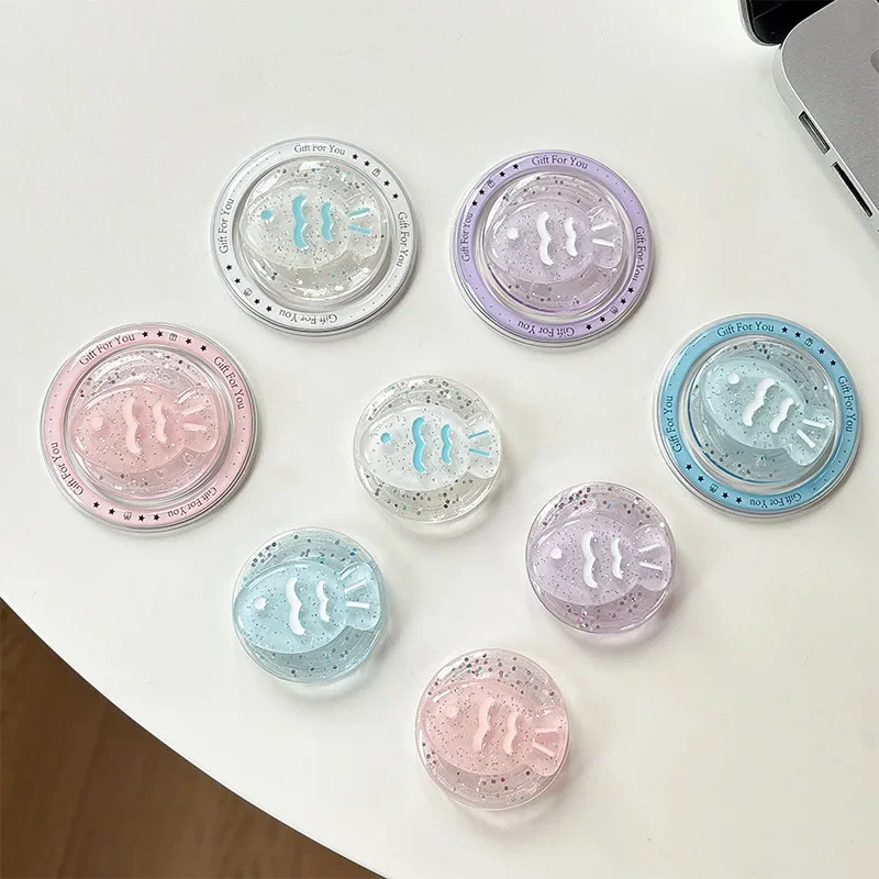 

Блестящий 3D держатель для телефона Fish Taiyaki Griptok для Magsafe, универсальный магнитный держатель, подставка для iPhone, складной ленивый кронштейн