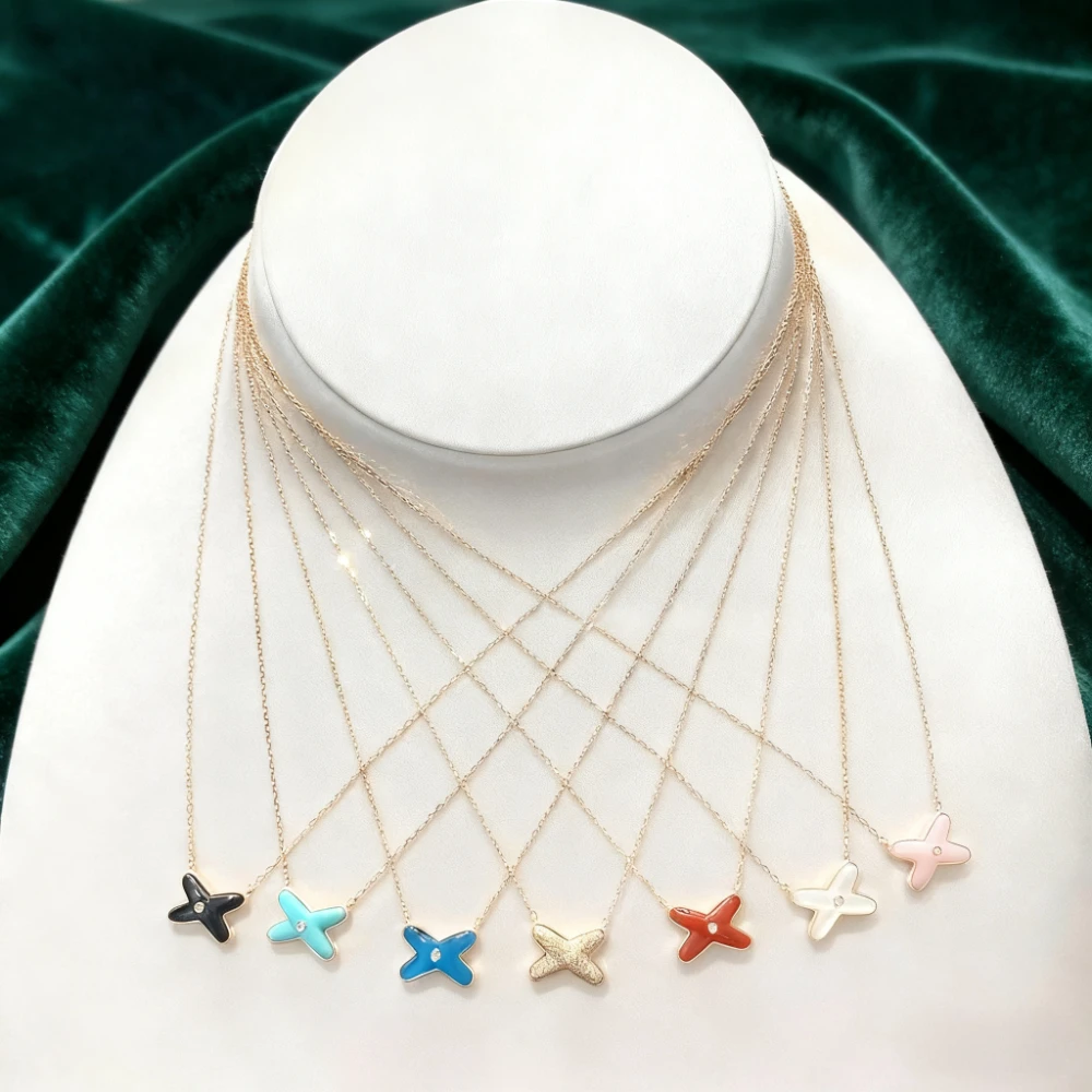 

2025 Trendy Jewelry Hot selling French Luxury X shaped Women's Fashion Necklace, High quality Moissanite, Festival Party Ideal