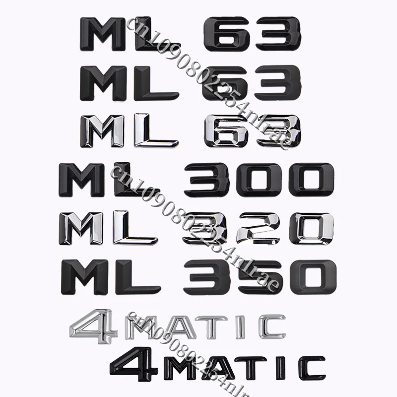 3D ABS Black Car Rear Trunk Badge Sticker Emblem ML 300 320 350 400 500 Logo For Mercedes  W166 W163 W164 Accessories