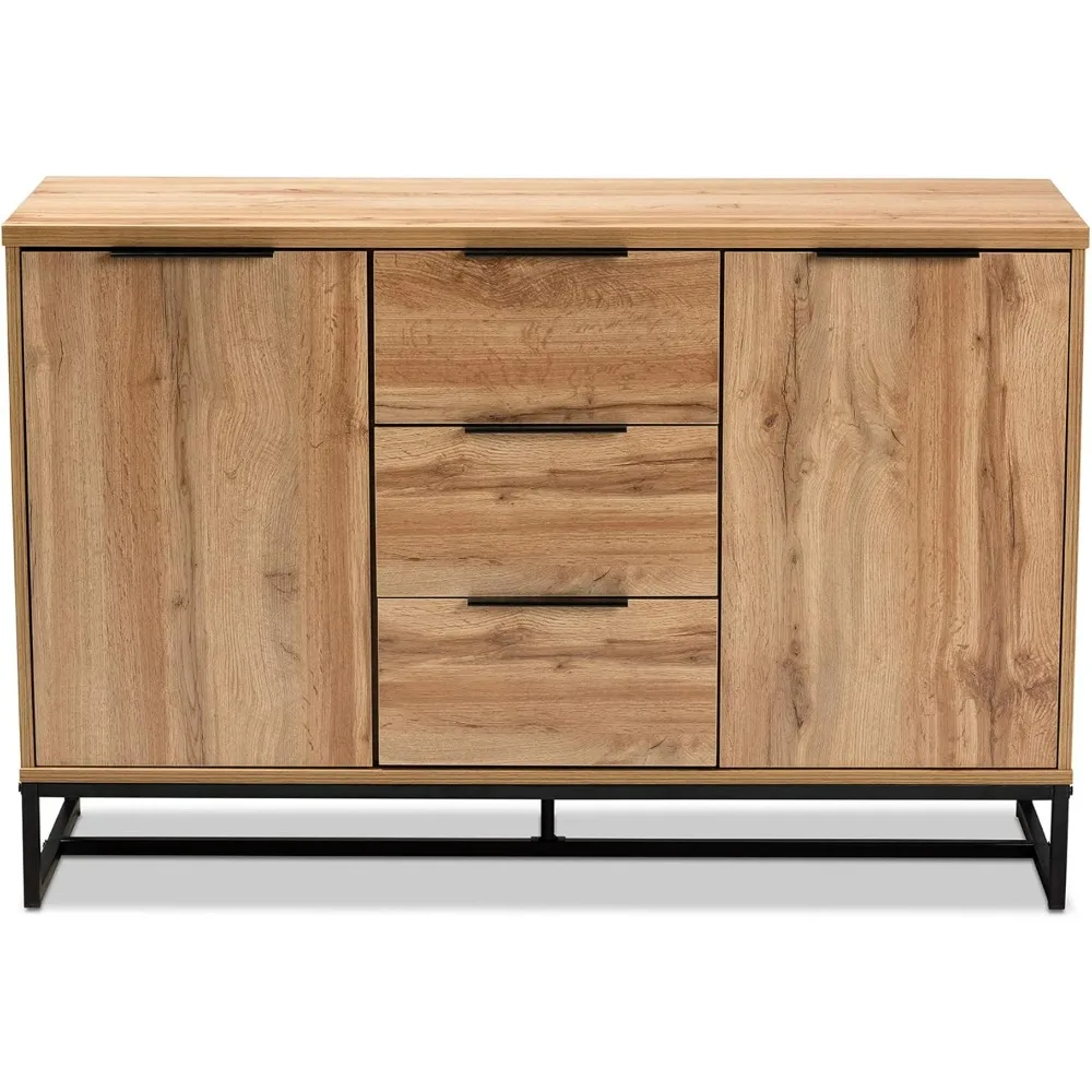 خزانة جانبية للاستوديو من خشب البلوط والأسود #5