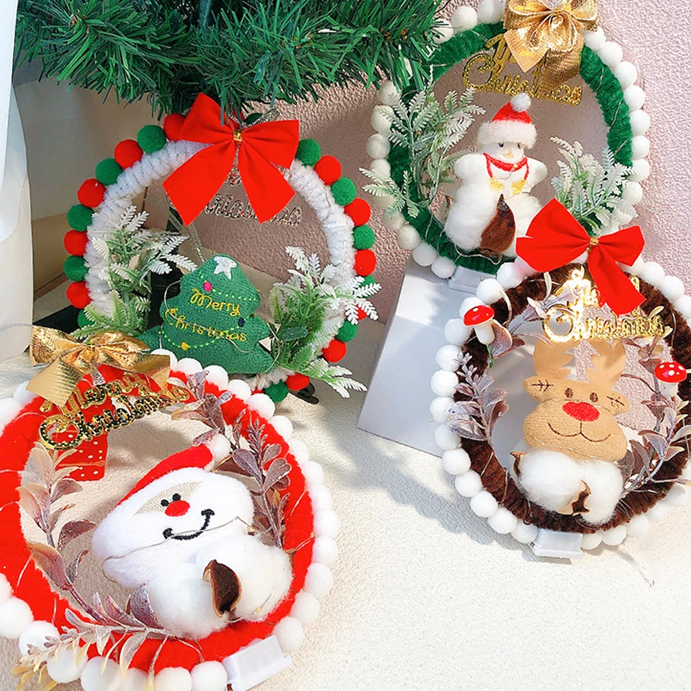 DIY Natal LED Light Wreath, Light String, Presentes para Famílias