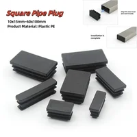 5-50 Uds. Tapas ciegas de plástico, tapón de tubo cuadrado de 10-60mm, insertos de tapón de tubo Rectangular negro, cubierta de pie para muebles y sillas de mesa