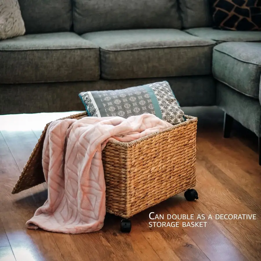 Rolling File Box Wicker File Cabinet Hanging File Baskets Water Hyacinth Storage Basket