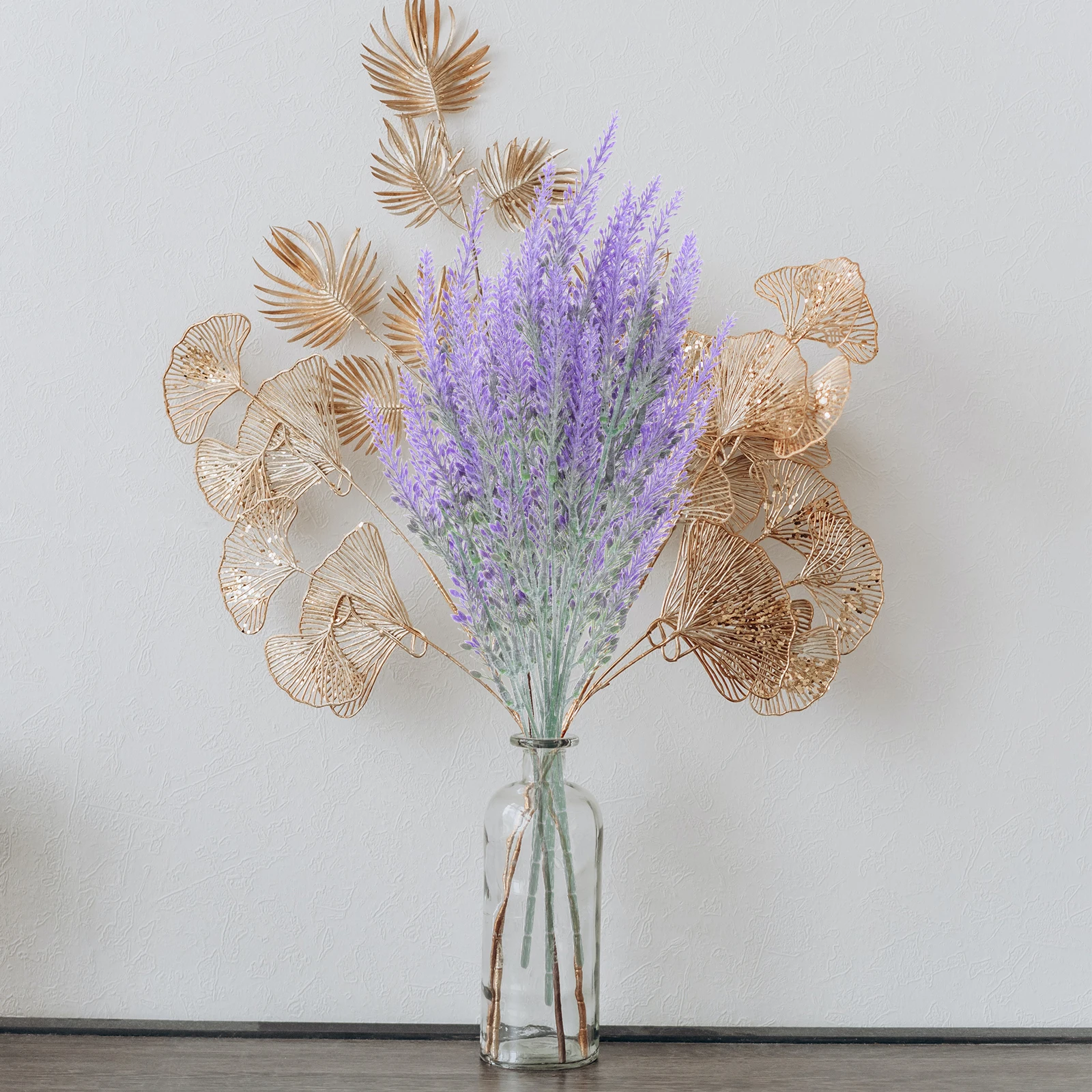 

5Pcs Simulation Lavender Artificial Plastic Bouquet Flower Arrangement Supplies Vase Decorations for Home Garden Office