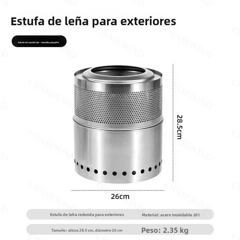 Estufa de leña portátil, plegable, de acero inoxidable, para uso en exteriores, resistente a altas temperaturas, indeformable, ideal para acampar, hacer picnics y cocinar a la parrilla.