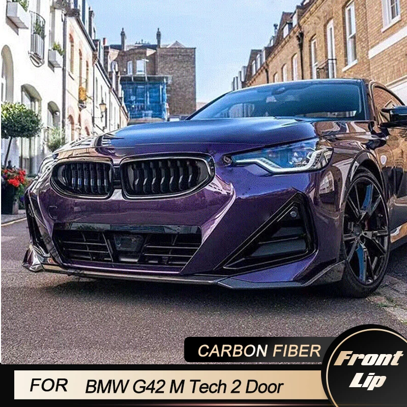 

Передний бампер автомобиля, разделители губ для BMW 2 серии G42 M220i M Sport, 2 двери, 2022 2023, фартук для подбородка, комплекты кузова из углеродного волокна