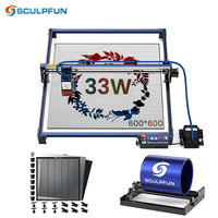 SCULPFUN S30 Ultra-33W Laser Engraving Machine Automatic Air Assist Replaceable Lens with 600*600mm Area Honeycomb Rotary Kit