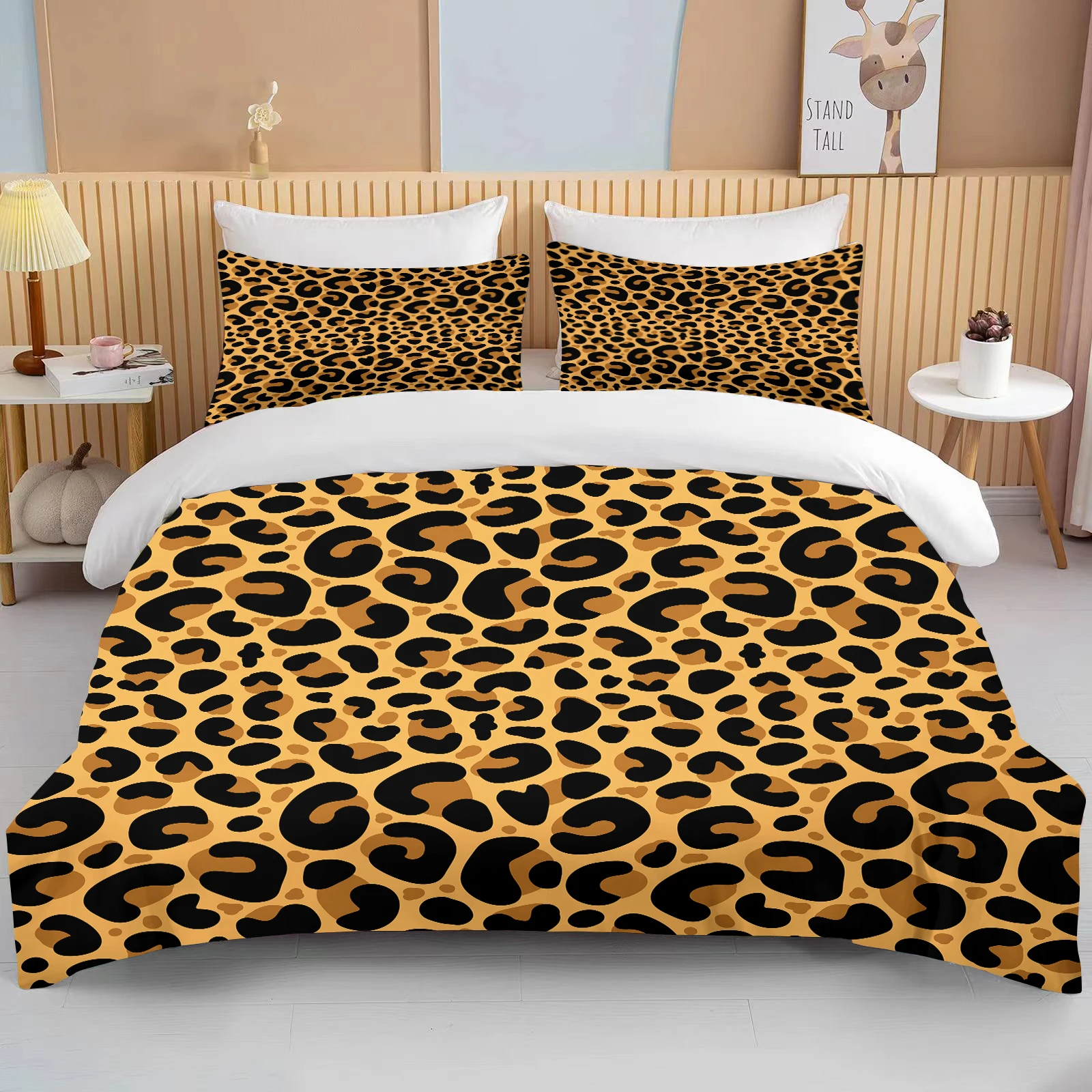 Sexy Leopard Print 3 Piece Bedding Set  king size double bed microfiber or polyester duvet cover set  comforter bedding sets