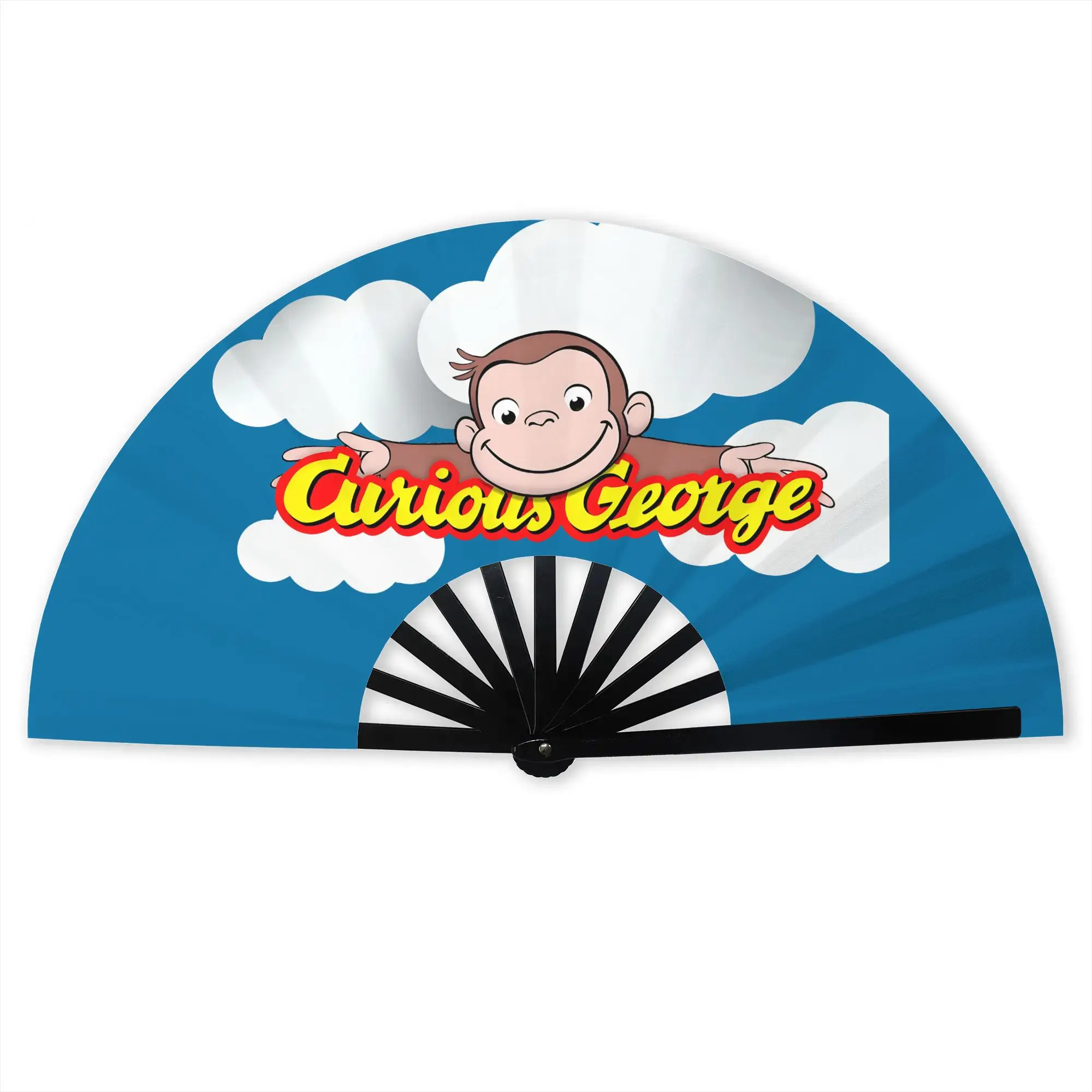 Cartoon C-Curious G-Georges Portable Pocket Fan Outdoor TV Folding Fan Chinese Dance Cooling Handheld Fans