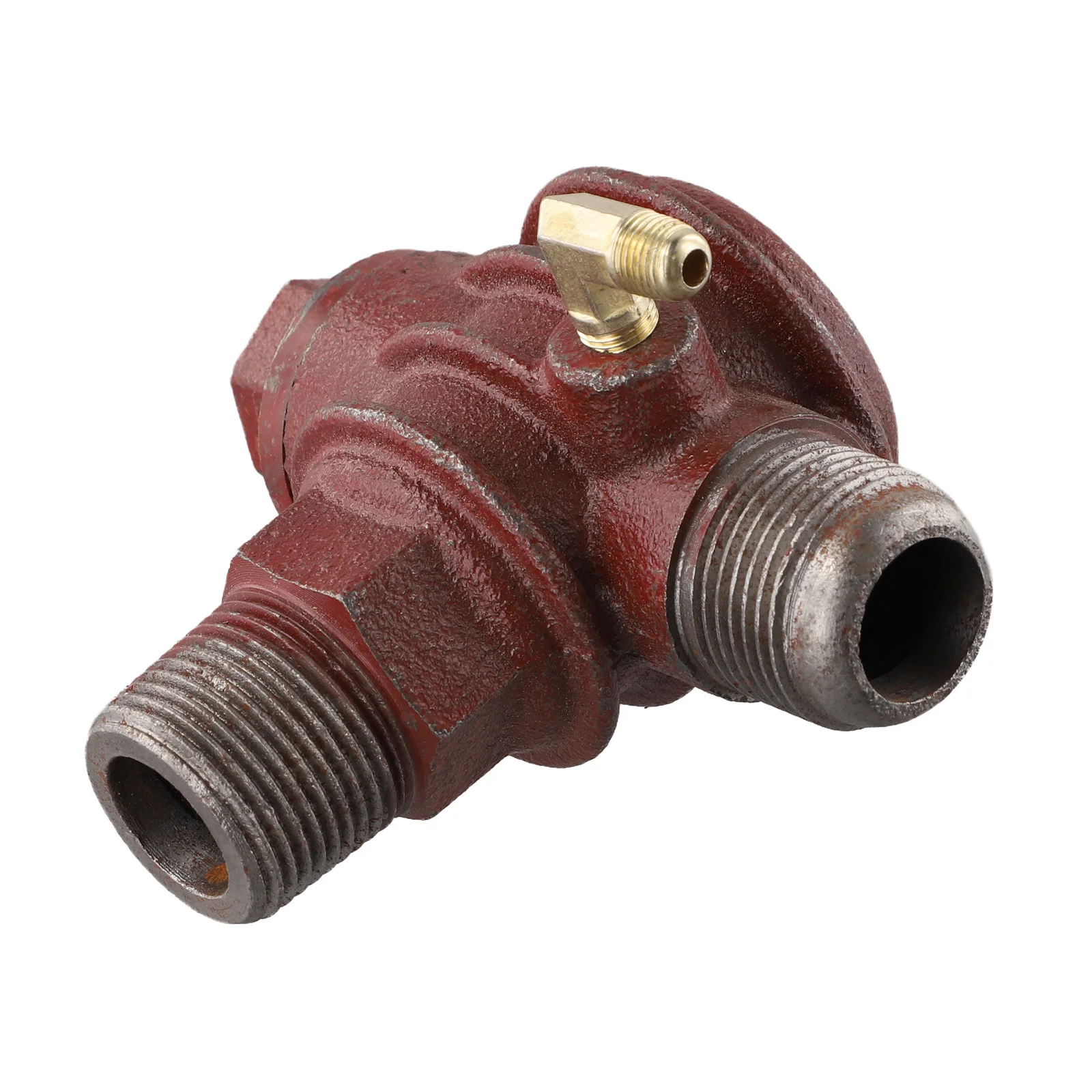 Iron Check Valve with Three Male Threaded Connection Points for Air Compressor Systems Including Tube Tank and Pump Interfaces
