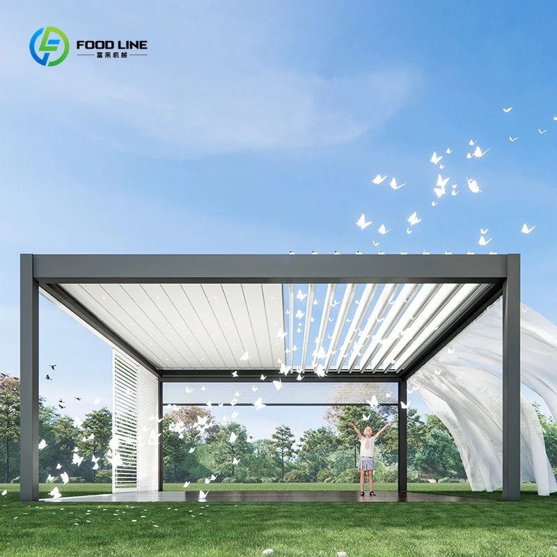 Custom Color Aluminum Pergola Powder Coated with Screen for Carport Garden Shade Custom