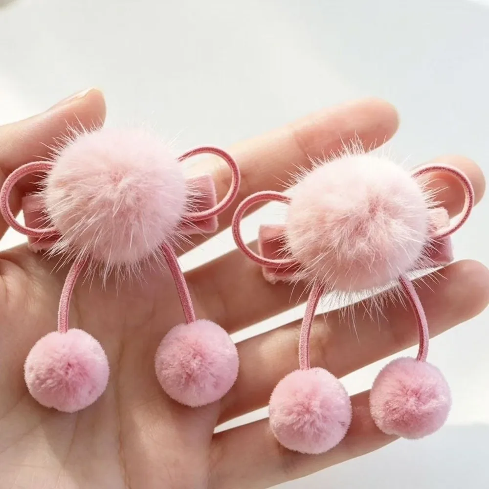 Vibrant Red Plush Ball Hairpins Handmade Soft Pink Hanfu Tassel Barrettes Lightweight Durable Furry Pom Headwear Birthday Party