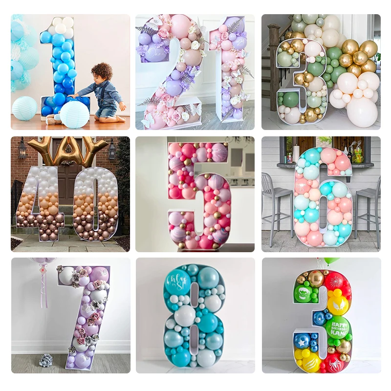 

73cm Blank Giant Number 1-9 Balloon DIY Filling Box Mosaic Frame Balloons Stand Kids Adults Anniversary Birthday Party Decor