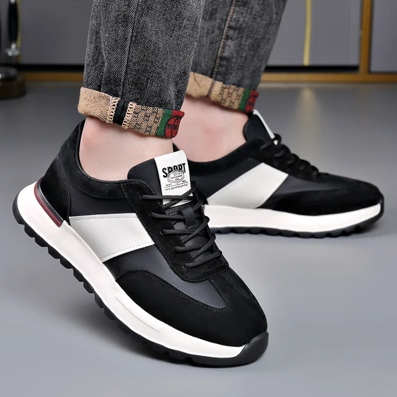 

Мужские повседневные кроссовки из натуральной кожи премиум-класса на толстой подошве для молодых мужчин