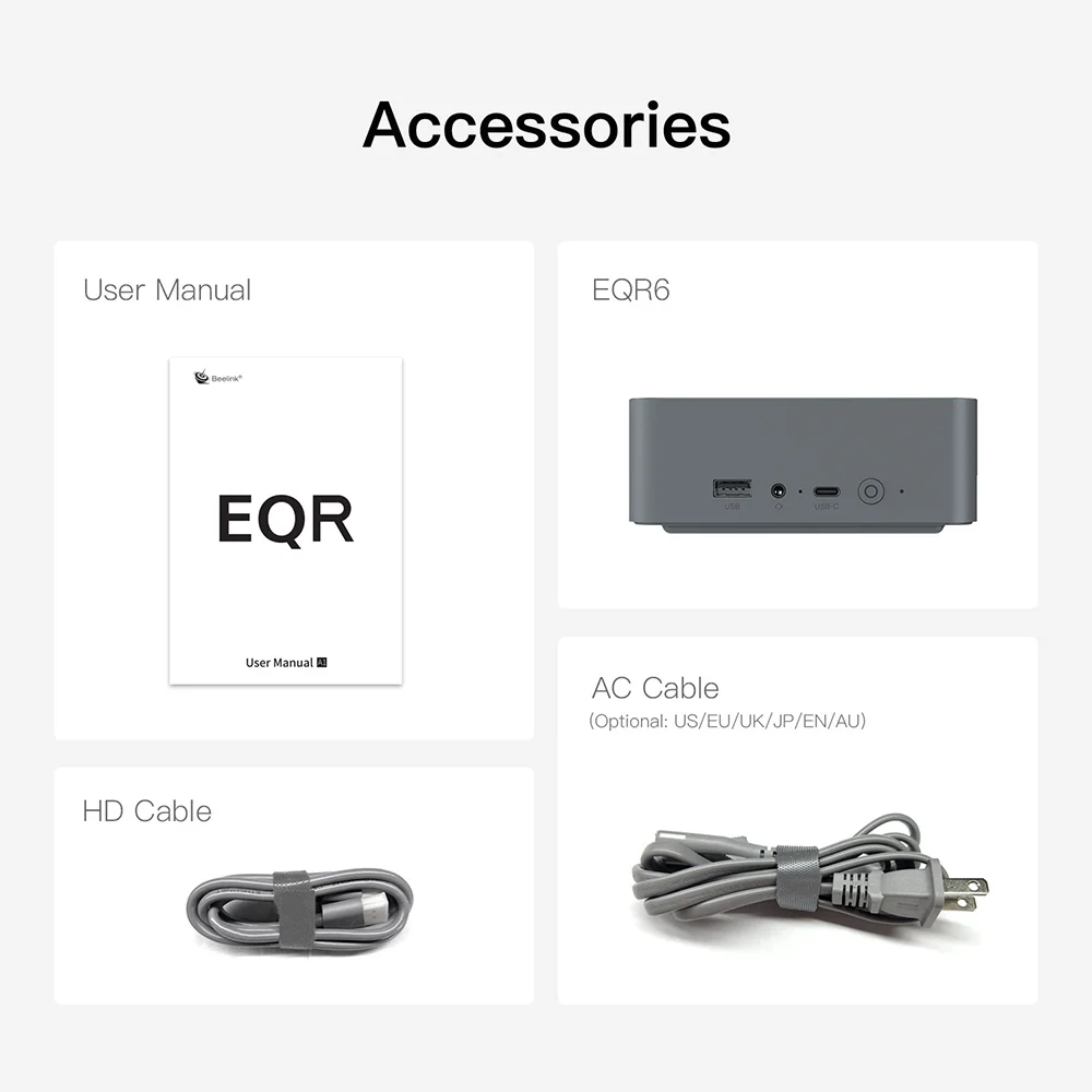 Beelink EQR6 6600H كمبيوتر صغير AMD Ryzen 5 DDR5 16GB SSD 500GB PCIe4.0 Wifi6 4K BT LAN كمبيوتر مكتبي