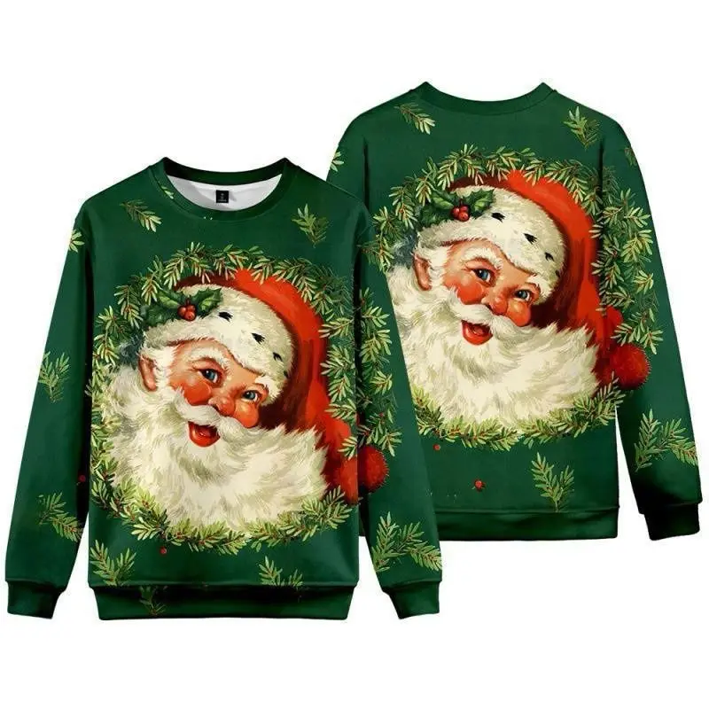 

Autumn Christmas Element 3D Print Sweatshirt For Men Funny Motorcycle Santa Claus Pattern Pullover Casual O-Neck Long Sleeve Top