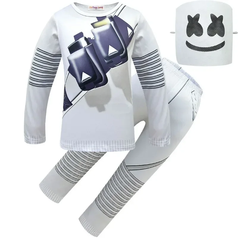 2025 NewDJ Rock Music sudadera para niños traje Fortnites cara sonriente DJ disfraces Cosplay niños disfraz de actuación de Halloween AA