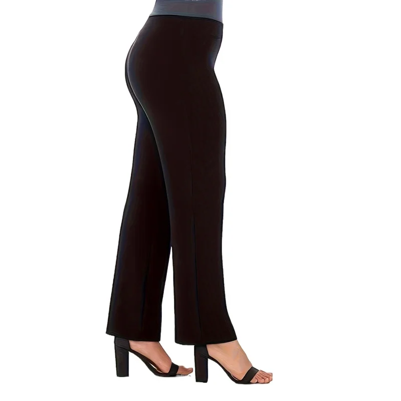 2026 Women's Plus Size Elastic Waist Straight Pants Slim Look
