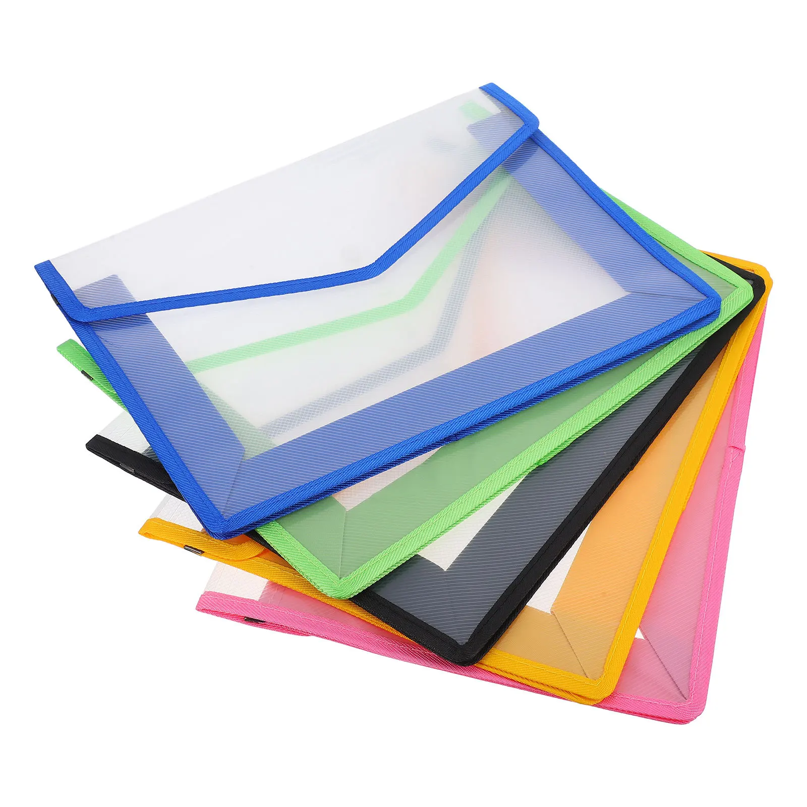 

5Pcs Plastic Expanding File Folders Wallet A4 Colorful Snap Closure Document Organizer Office School Receipt Folder Waterproof