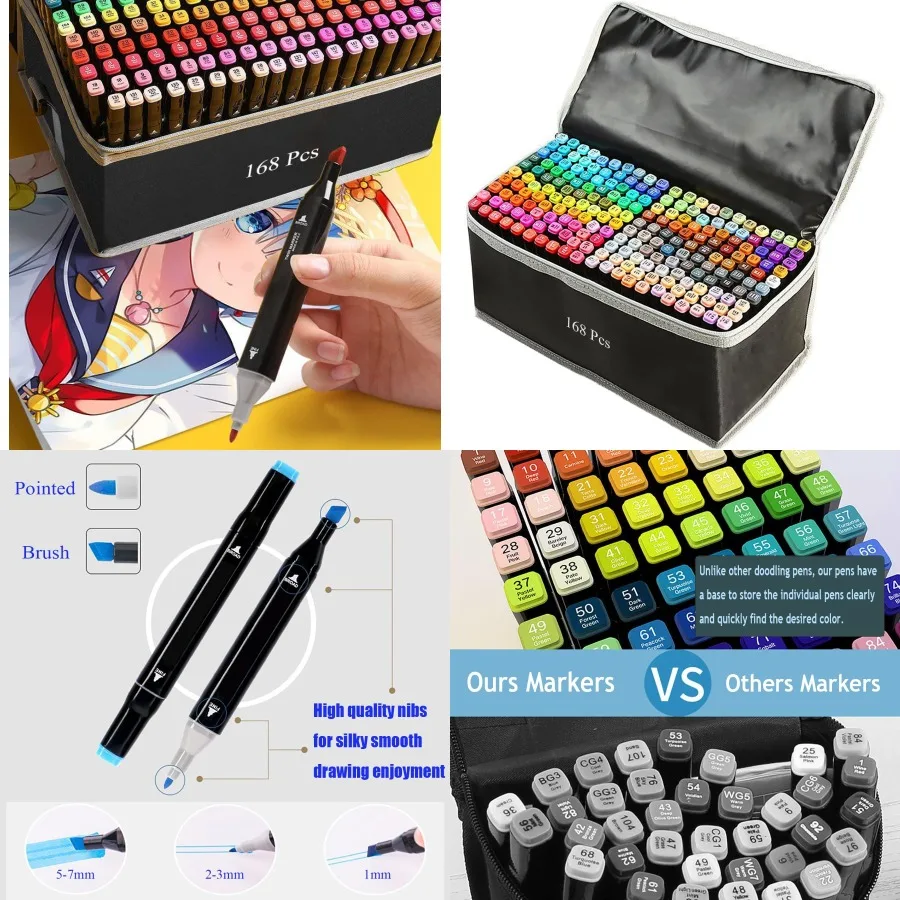 

168 Colors Alcohol Markers Artist Drawing Art Dual Tip Markers Perfect for Students Adult Creative Coloring and Sketching Tool