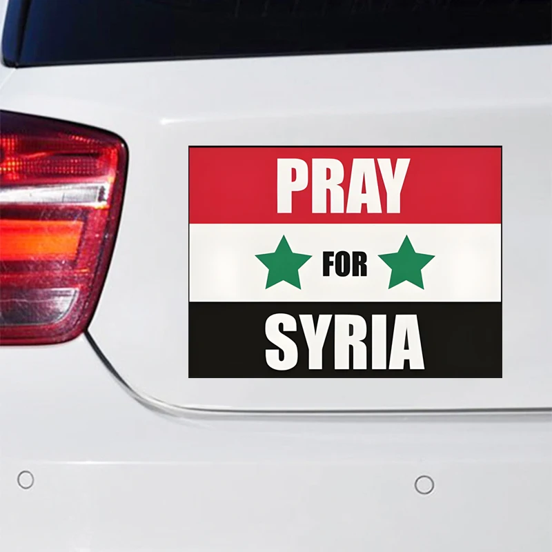 Pray for Syria Car Sticker Vinyl Decal Waterproof Auto Decors for Bumper Rear Windshield Laptop Motocycle Truck Van