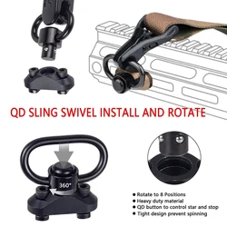 Tactical Metal CNC M Lok Keymod Rail Syste for M5 M4 AR15 Swivel Strap Buckle Quick Release QD M-lok Sling Mount Base