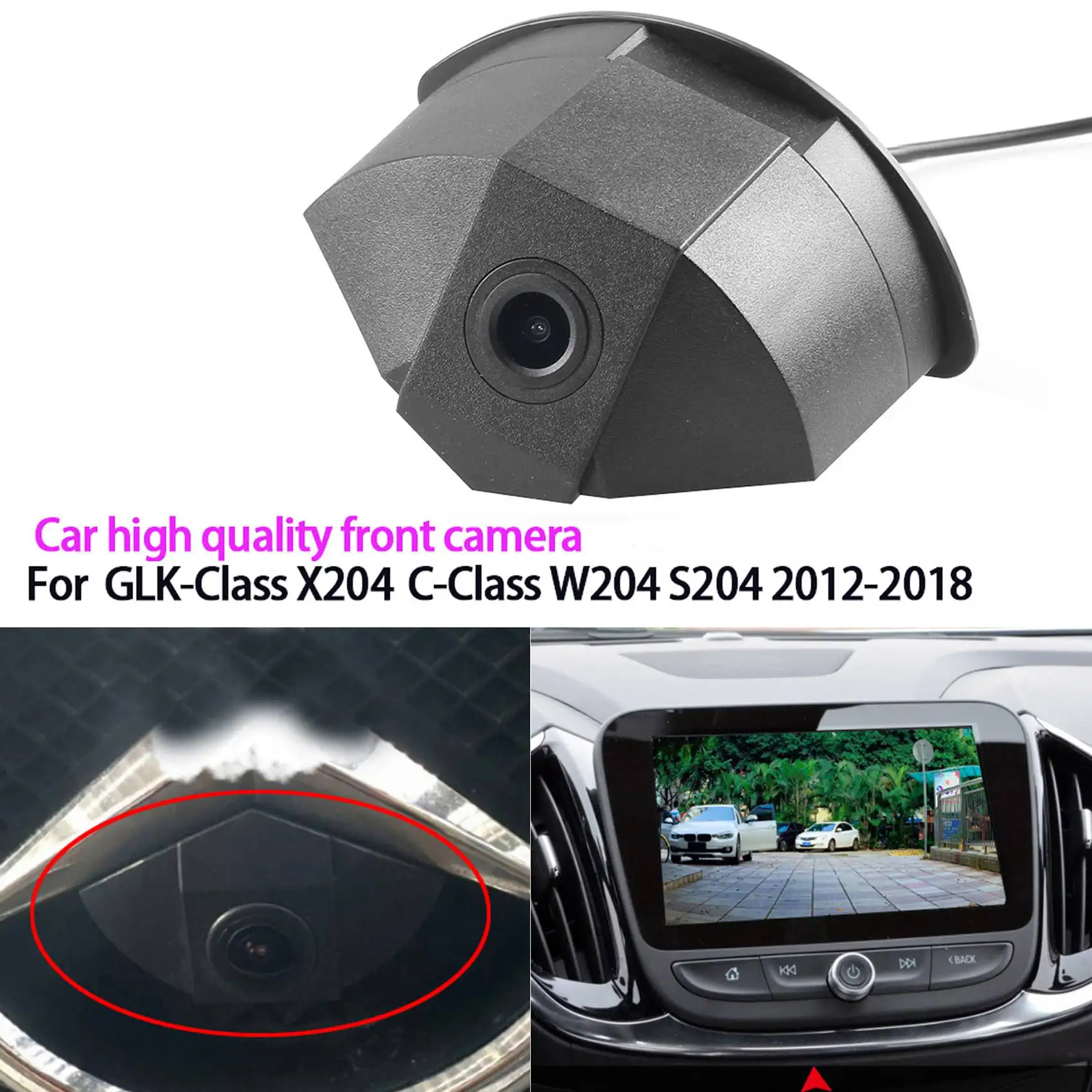 Car Front View Camera, for Benz ML GLK C Class X204 W204 S204 2012-2018 FULL HD CCD Parking Camera Logo Mark