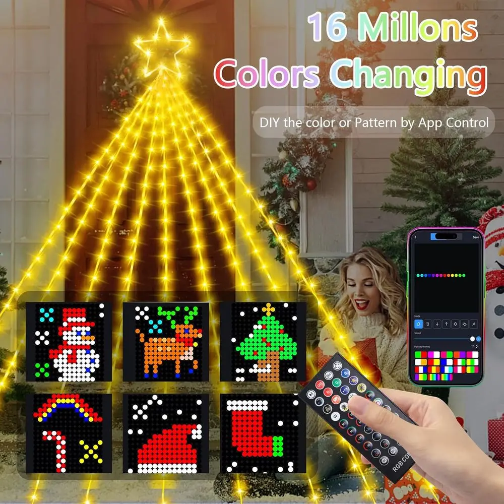 أضواء شجرة عيد الميلاد 315-LED قابلة للتخصيص مع جهاز تحكم عن بعد ومؤقت وتحكم في التطبيق ومزامنة الموسيقى لديكور ساحة العطلات #3