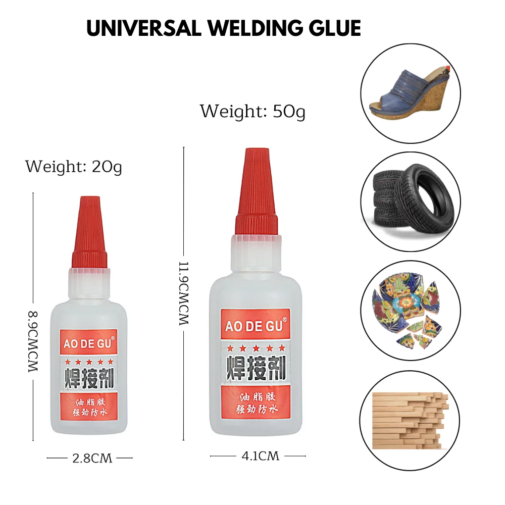 soldagem universal super glue adesivo extra forte plastico madeira metal pneu sapatos reparacao solda 20g 50g 01