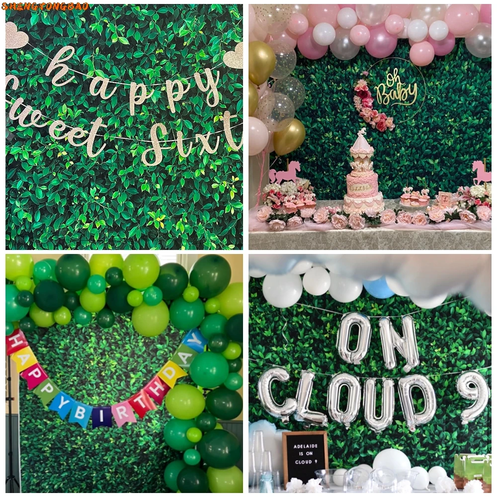 Green Leaves Background for Photography Tropical Jungle Grass Leaf Wall Wedding Baby Shower Birthday Party Backdrop Photo Studio