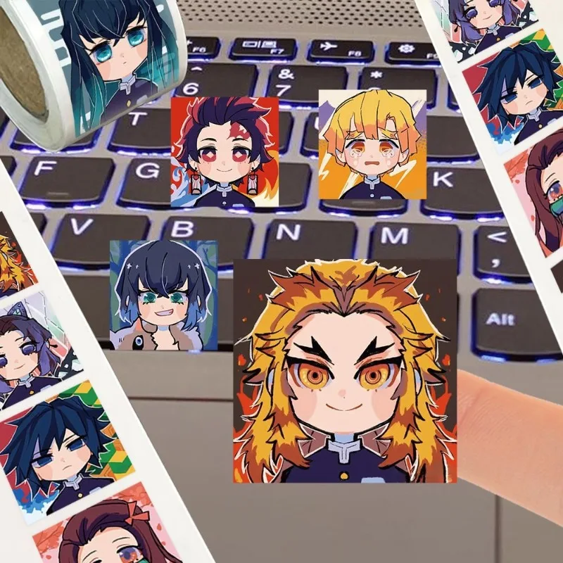 500Pcs Demon Slayer Decorative Graffiti Stickers Anime Nezuko Gift Envelope Sealing Tape Cute Shinobu Handbook Skateboard Decor