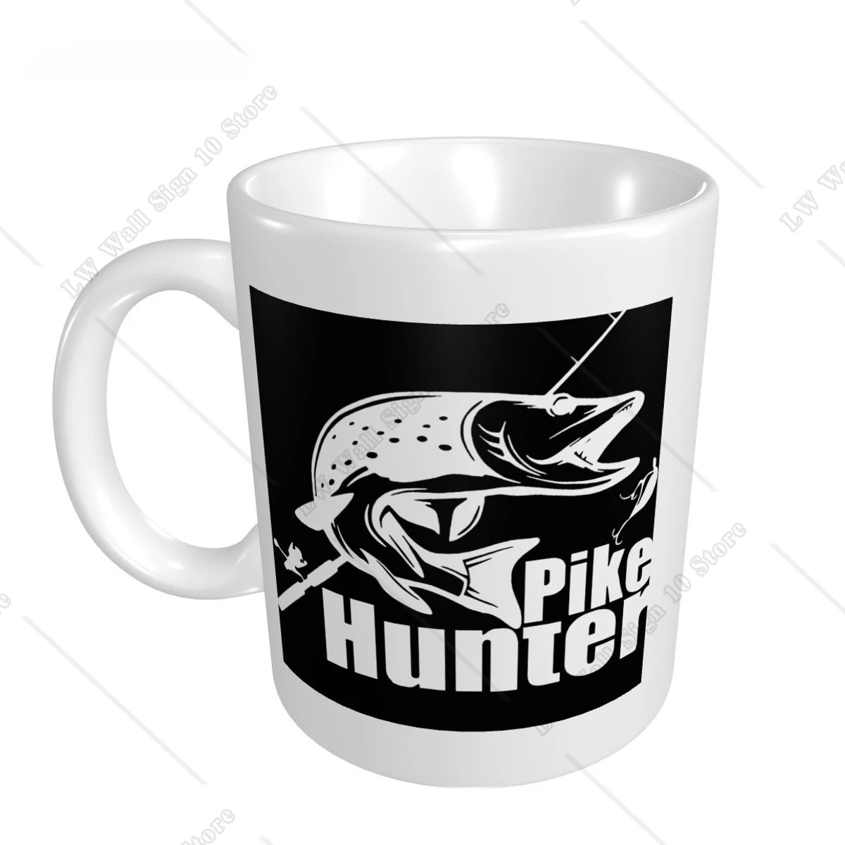 Creative DIY photo Pike Hunter Fish Mug Ceramic Mug Coffee Mugs Milk Cup Gift Print Picture