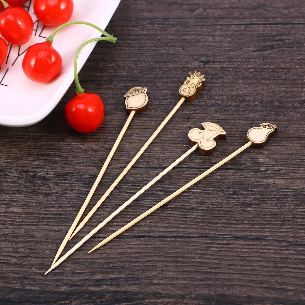 

100pcs Bamboo Food Picks Eco Friendly Wooden Cocktail Sticks Fruit Appetizer Party Supplies Wedding Shower Decorations
