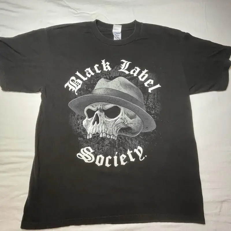 Black Label Society T Shirt Mens Large Y2K Sdmf Skull Fedora Zakk Wylde Metal