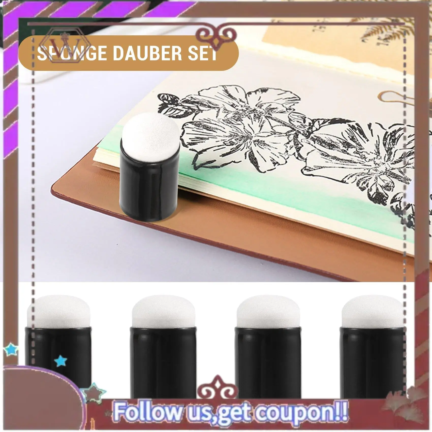 ABBG-66 Pcs Finger Sponge Daubers Finger Painting Sponge Craft Drawing Sponge Dauber Set For Painting Art Ink Crafts Card