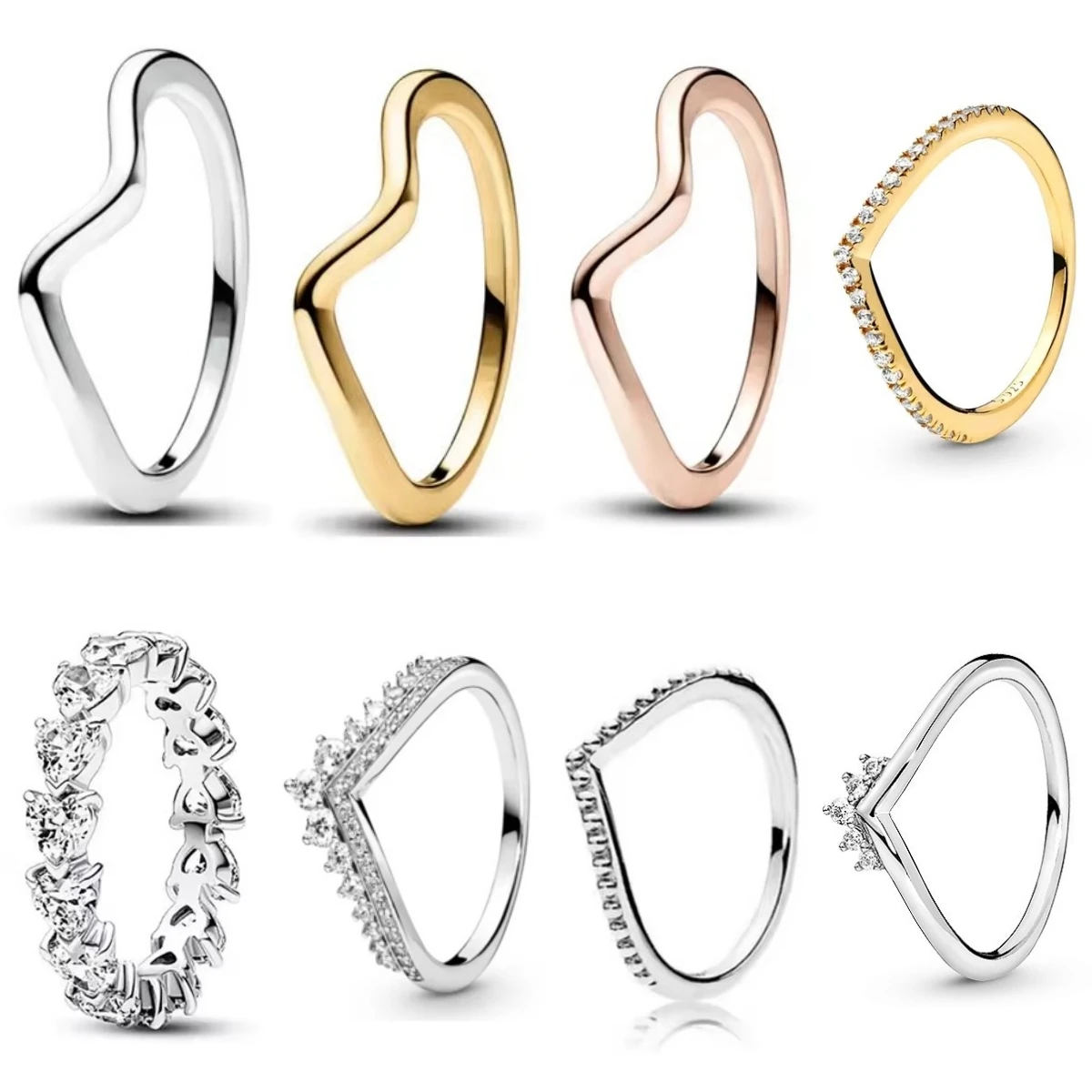 

Hot Sell New 925 Silver Stackable Infinite Heart Romantic Love Rose Gold Golden For Women Original Wedding Ring Jewelry Gift