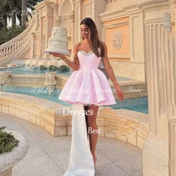 TULX Pink Mini Short Prom Party Dresses 2025 Sweetheart Beads With Detachable Bowknot Back Birthday Gowns Evening Formal Dress