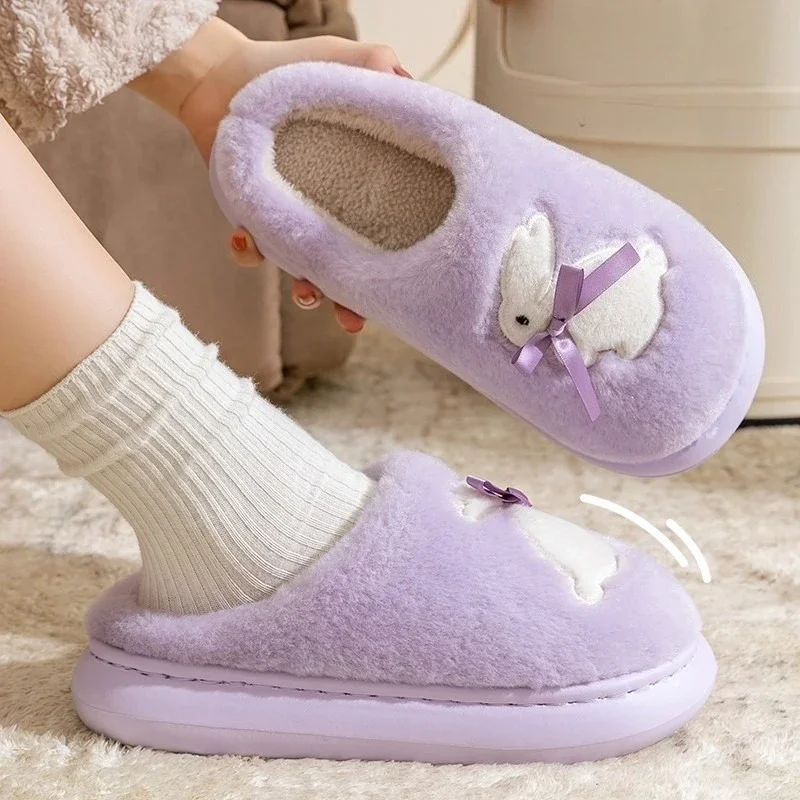 Winter Plush Slippers for Women Men -2026 New Cozy Fleece-Lined House Shoes, Non-Slip Indoor Slides with Memory Foam Comfort view 4
