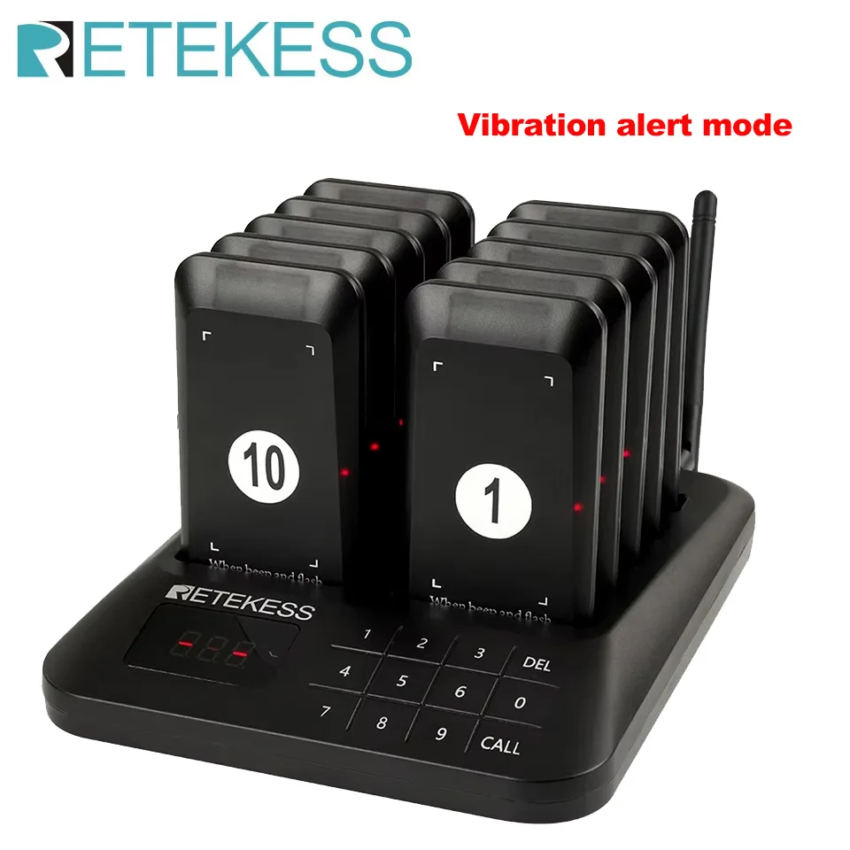 

Retekess TD157S Беспроводная система вызова Пейджер Ресторан Зуммер Звонок Приемники Подставки для еды Грузовик Кафе Бар Клиника