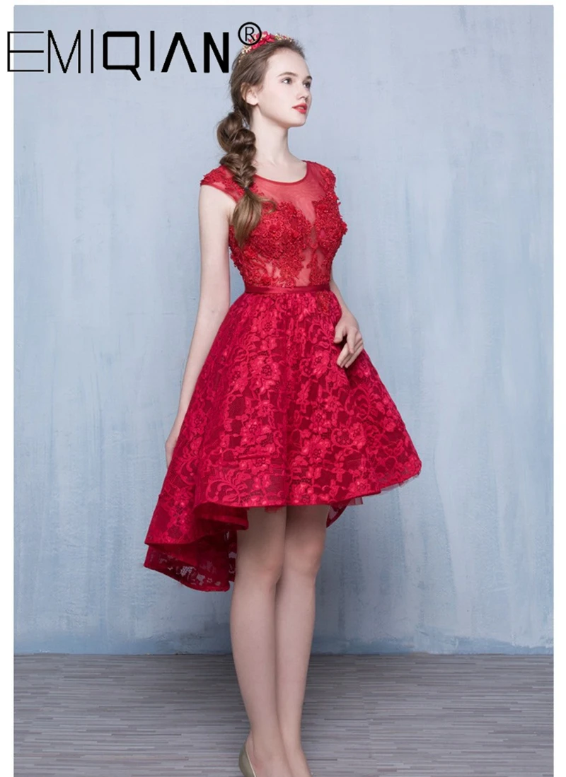 Fashion Wine Red Lace Sleeveless A-line Short Cocktail Dress The Bride Party Gown Sexy Backless Formal Dresses